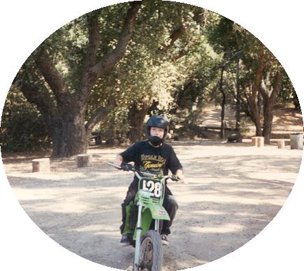 John on one of the Moore's dirt bikes
