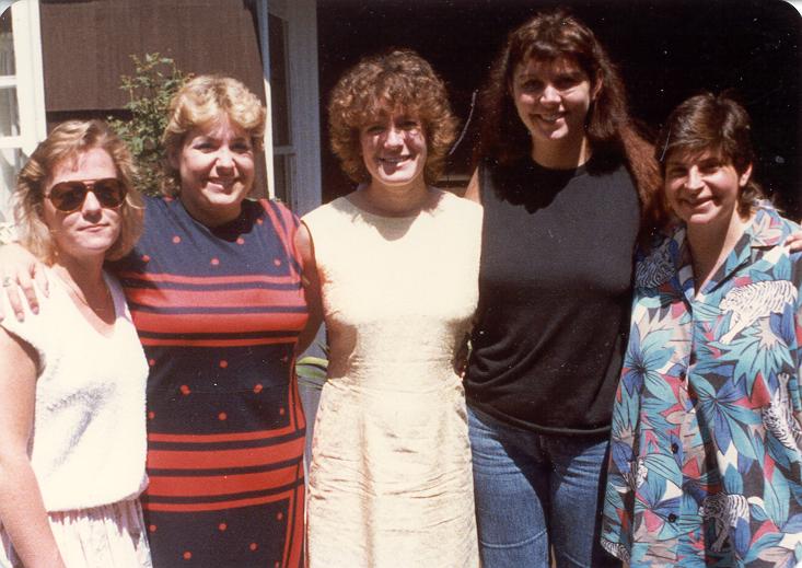 Sharron Cook, Me, Chris Gilbreth, Jenifer Davis, Jana Geber at Chris' bridal shower 1986