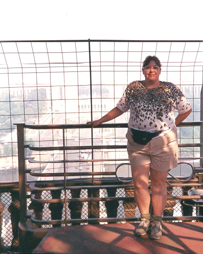 Donna on Eiffel Tower, Paris, France 1989