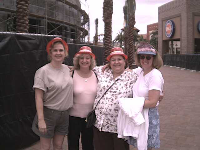 Linda, Julie, Donna celebrating Nancy's 45th birthday in Irvine, CA