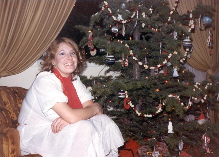 Donna at the Senderex Christmas party at the Anderson's home in Fountain Valley 1981