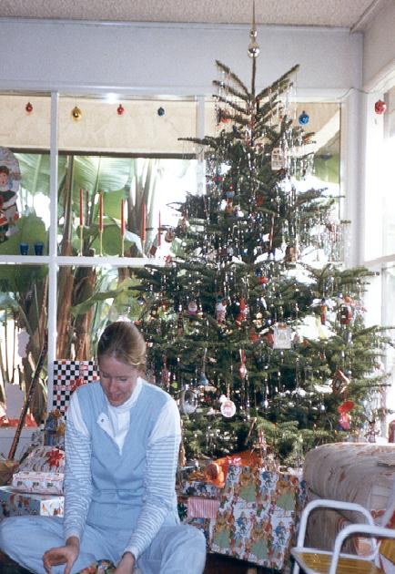 Nancy wraps presents in Torrance, CA home